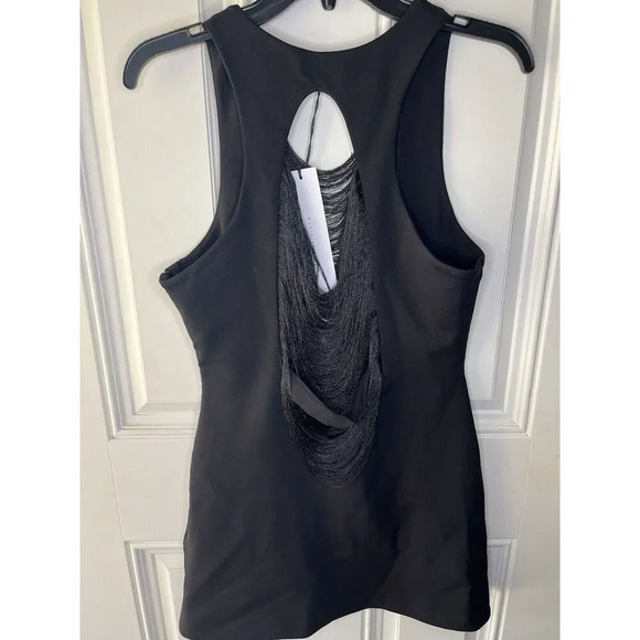 MAXIMILIAN DAVIS NWT Fall Fringe Dress Black Mini Silk Size Large UK 12 - Picture 13 of 16